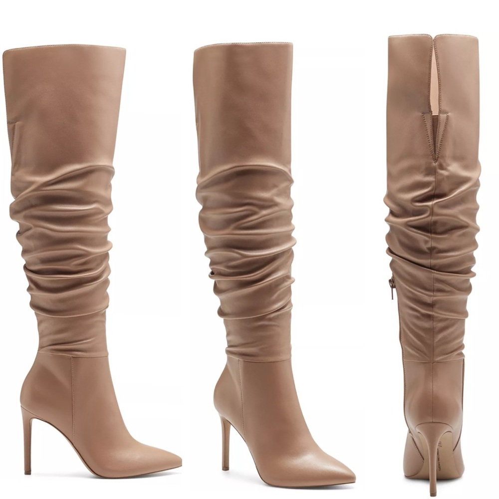 NWOT scrunch thigh/knee high leather boots